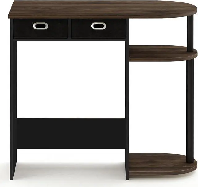 Alt view image 4 of 5 - Furinno Go Green Home Laptop Notebook Computer Desk/Table with 2 Drawer Bins, Columbia Walnut/Black/Dark Brown