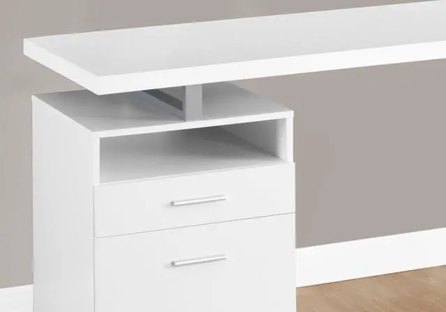 Alt view image 3 of 5 - Monarch Specialties Computer Writing Desk for Home & Office Laptop Table with Drawers Open Shelf and File Cabinet-Left or Right Set Up, 60" L, White