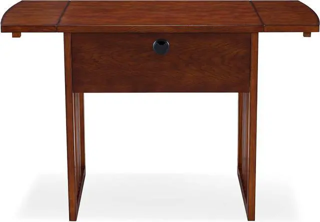 Alt view image 6 of 7 - Leick Home 82420 Mission Writing Computer Desk, Drop Leaf Folding Top, Made with Solid Wood, for Home Office Workstation, Mission Oak Finish
