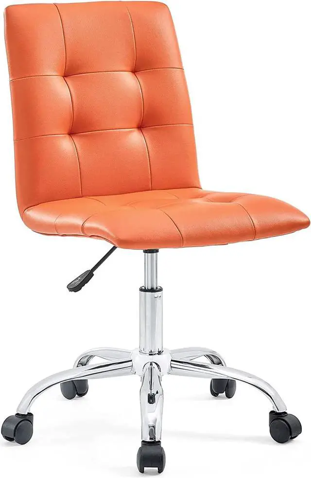 Alt view image 2 of 7 - Modway Prim Ribbed Armless Mid Back Swivel Conference Office Chair In Orange