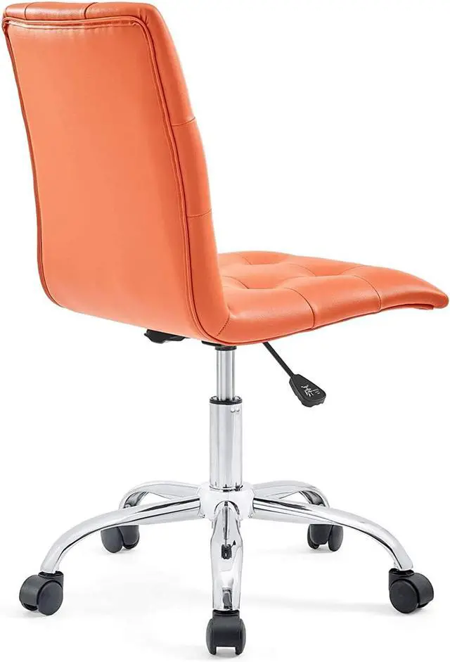 Alt view image 4 of 7 - Modway Prim Ribbed Armless Mid Back Swivel Conference Office Chair In Orange