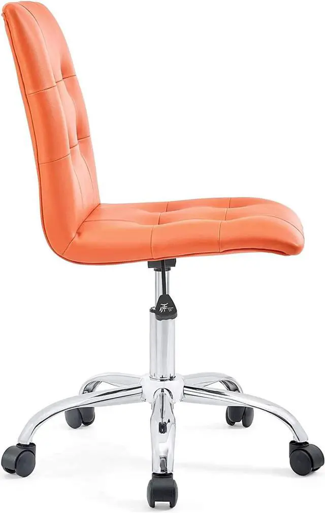 Alt view image 3 of 7 - Modway Prim Ribbed Armless Mid Back Swivel Conference Office Chair In Orange