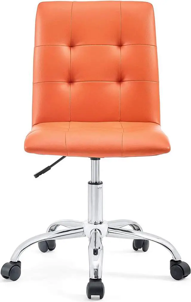 Alt view image 5 of 7 - Modway Prim Ribbed Armless Mid Back Swivel Conference Office Chair In Orange