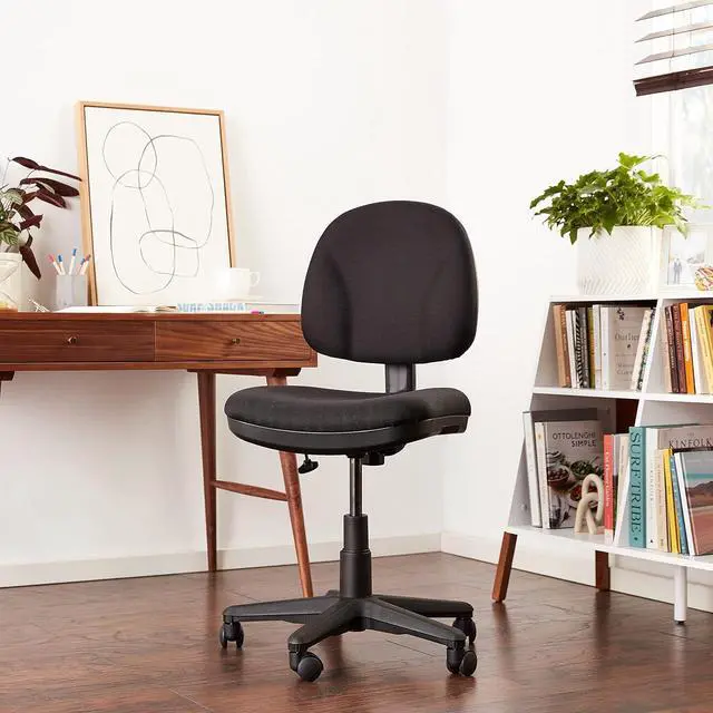 Alt view image 2 of 7 - Office Star Pneumatic Sculptured Office Task Chair with Thick Padded Seat and Built-in Lumbar Support, Black