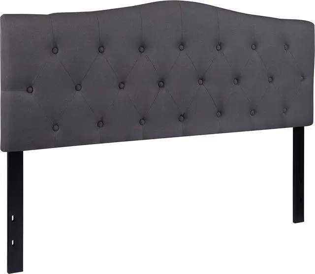 Alt view image 3 of 7 - Flash Furniture Cambridge Tufted Upholstered Headboard for Queen Size Bed, Contemporary Fabric Tufted Headboard with Adjustable Height, Dark Gray