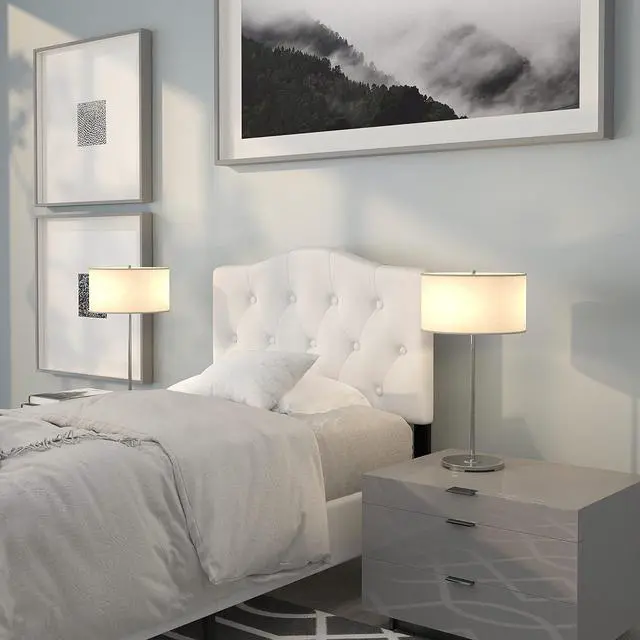 Main image of Flash Furniture Cambridge Tufted Upholstered Twin Size Headboard in White Fabric