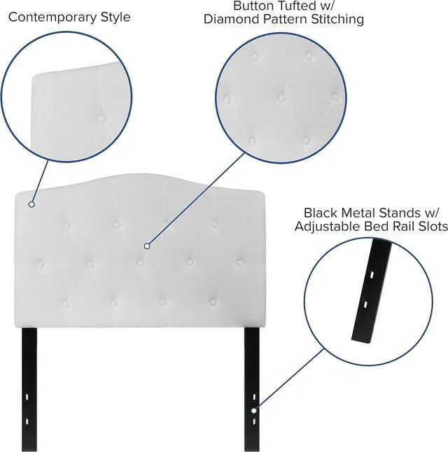 Alt view image 4 of 7 - Flash Furniture Cambridge Tufted Upholstered Twin Size Headboard in White Fabric