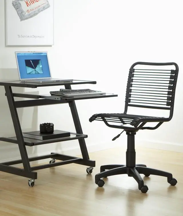 Alt view image 2 of 6 - EURO STYLE Bungie Round Low Back Office Chair in Black with Graphite Black Frame and Base, Non-Tilt, 360° Swivel, Adjustable Height, Suitable for Home and Business