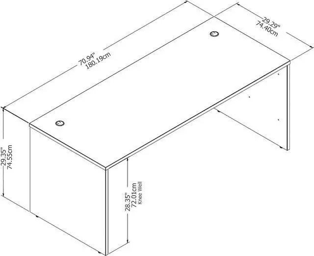 Alt view image 3 of 6 - Bush Business Furniture Office Table - Studio C 72 Inch Desk Shell with Wire Management and Modesty Panel | Professional Wide Desk for Home Office and Corporate Office in Storm Gray | 72W x 30D