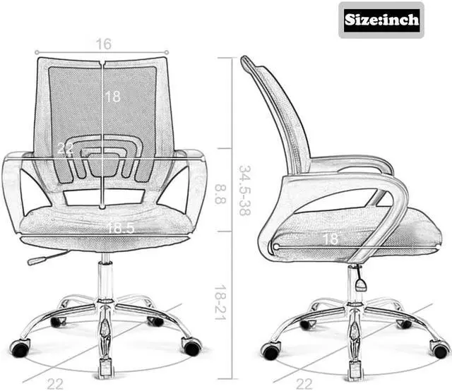 Alt view image 2 of 7 - Office Chair Ergonomic Cheap Desk Chair Mesh Computer Chair Lumbar Support Modern Executive Adjustable Stool Rolling Swivel Chair for Back Pain (Black)