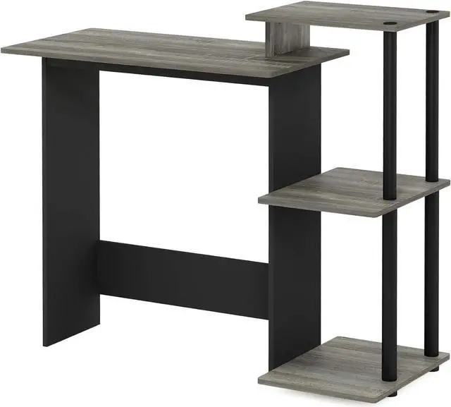 Main image of Furinno Efficient Home Laptop Notebook Computer Desk with Square Shelves, French Oak/Black