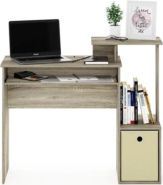 Alt view image 5 of 6 - Furinno Econ Multipurpose Home Office Computer Writing Desk, Sonoma Oak/Ivory
