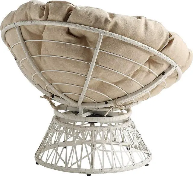 Alt view image 6 of 7 - OSP Home Furnishings Wicker Papasan Chair with 360-Degree Swivel, Cream Frame with Cream Cushion