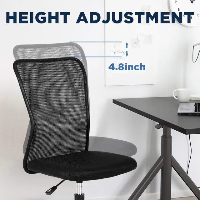 Alt view image 6 of 7 - FDW Home Office Chair Mid Back Mesh Desk Chair Armless Computer Chair Ergonomic Task Rolling Swivel Chair Back Support Adjustable Modern Chair with Lumbar Support (Black)