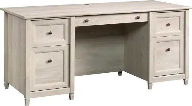 Main image of Sauder Edge Water Executive Desk, Chalked Chestnut, 65" Home Office Desk with Storage