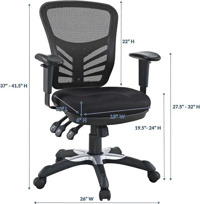 Alt view image 3 of 7 - Modway EEI-757-BLK Articulate Ergonomic Mesh Office Chair in Black