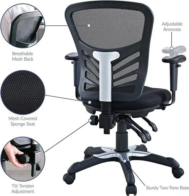 Alt view image 7 of 7 - Modway EEI-757-BLK Articulate Ergonomic Mesh Office Chair in Black