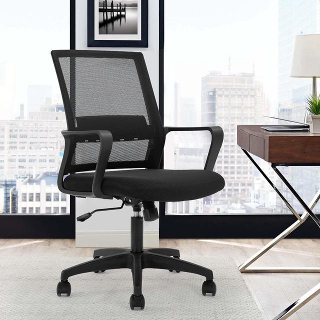 FDW Office Chair Computer High Back Adjustable Ergonomic Desk Chair  Executive PU Leather Swivel Task Chair with Armrests Lumbar Support (Black)