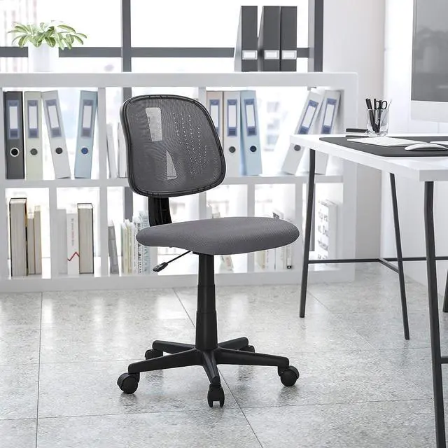 Main image of EMMA + OLIVER Mid-Back Gray Mesh Swivel Task Office Chair with Pivot Back, BIFMA Certified