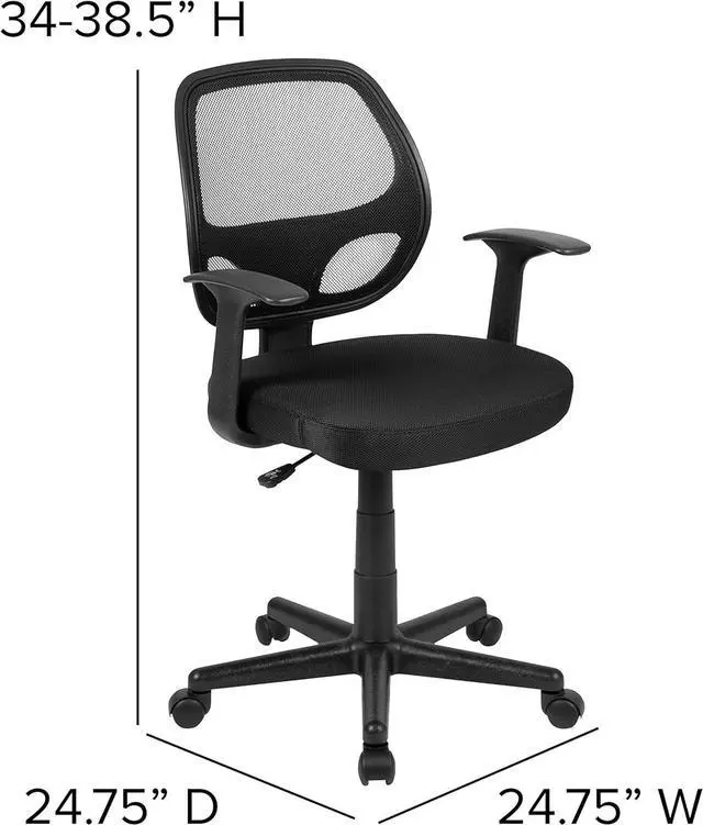 Alt view image 3 of 7 - Flash Furniture Flash Fundamentals Mid-Back Black Mesh Swivel Ergonomic Task Office Chair with Arms