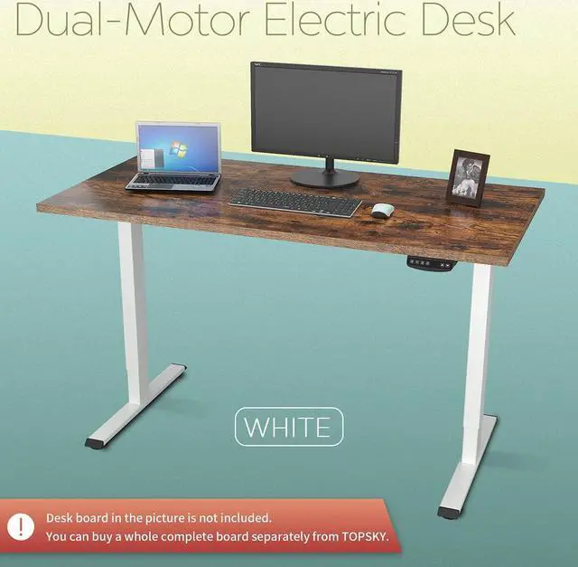 Alt view image 7 of 7 - TOPSKY Dual Motor Electric Adjustable Standing Computer Desk for Home and Office (White)