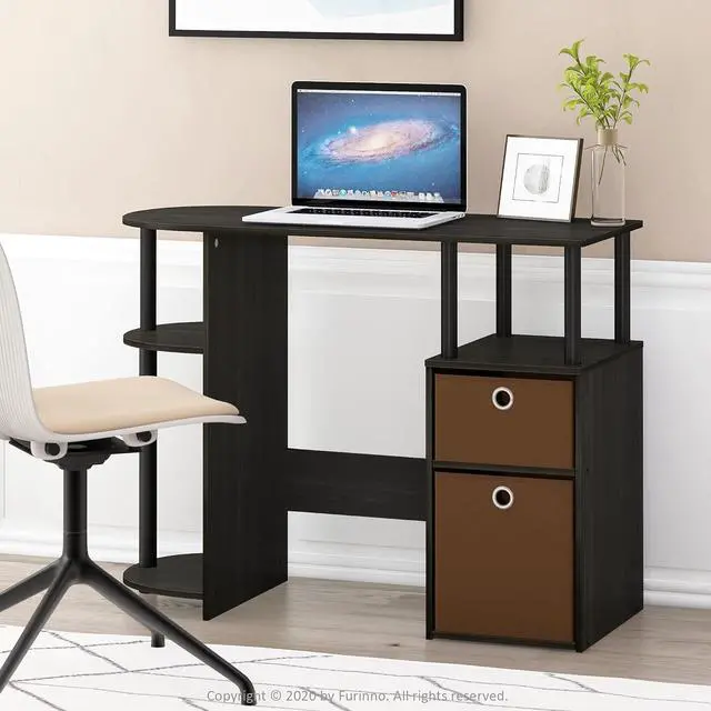 Alt view image 2 of 7 - FURINNO Jaya Computer Study Desk with Bin, Brown
