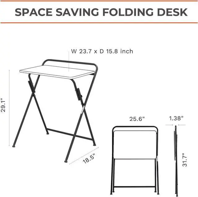 Alt view image 2 of 7 - SOFSYS Modern Folding Desk for Small Space, Computer Gaming, Writing, Student and Home Office Organization, Industrial Metal Frame with Premium Desktop Surfaces, Oak/Black