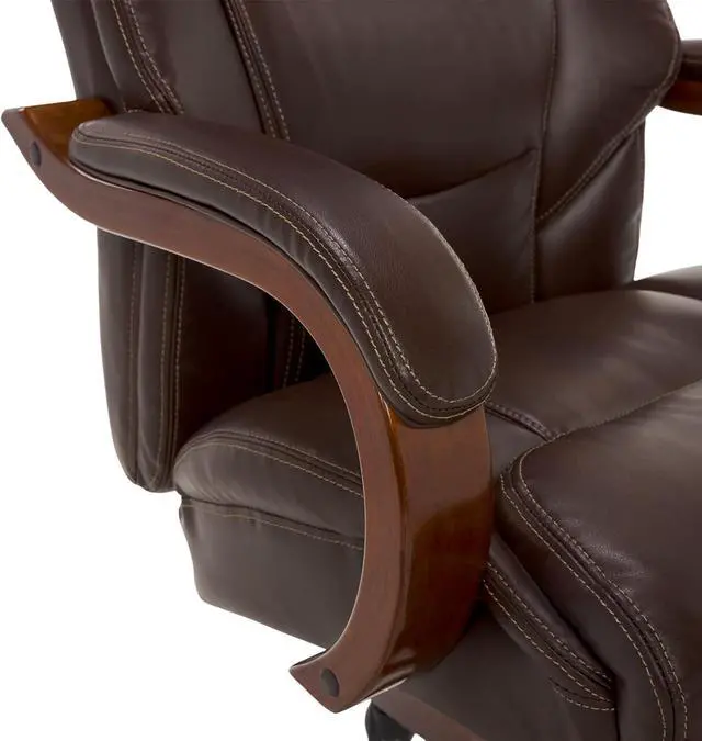 Alt view image 6 of 7 - La-Z-Boy Delano Big & Tall Executive Office Chair, High Back Ergonomic Lumbar Support, Bonded Leather, Brown