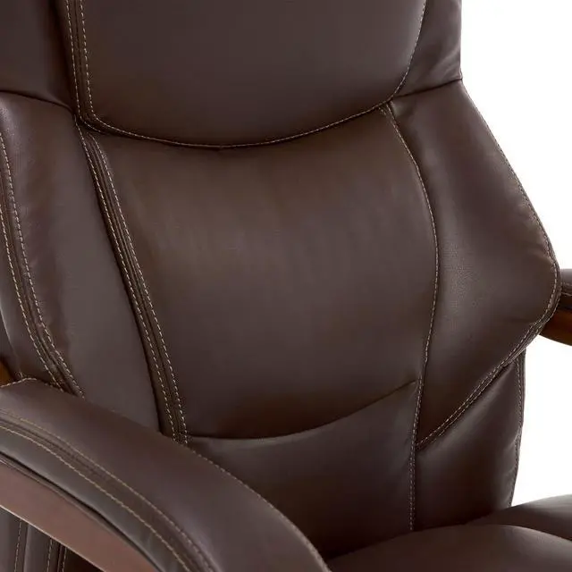 Alt view image 5 of 7 - La-Z-Boy Delano Big & Tall Executive Office Chair, High Back Ergonomic Lumbar Support, Bonded Leather, Brown