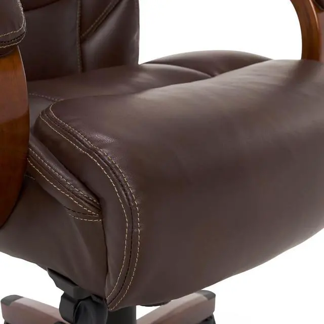 Alt view image 7 of 7 - La-Z-Boy Delano Big & Tall Executive Office Chair, High Back Ergonomic Lumbar Support, Bonded Leather, Brown