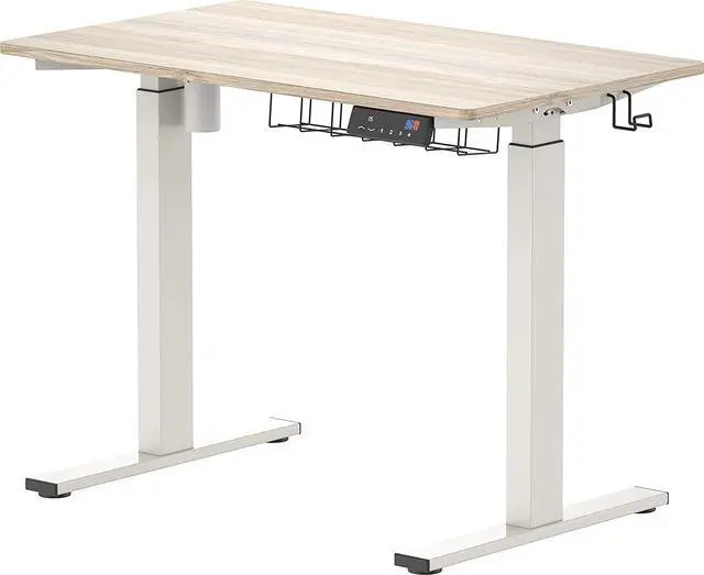 Alt view image 5 of 7 - SHW Height Adjustable Standing Desk, Maple, 100 x 60 cm