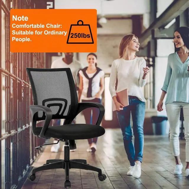 Alt view image 6 of 7 - Home Office Chair Ergonomic Desk Chair Mesh Computer Chair with Lumbar Support Armrest Executive Rolling Swivel Adjustable Mid Back Task Chair for Women Adults, Black