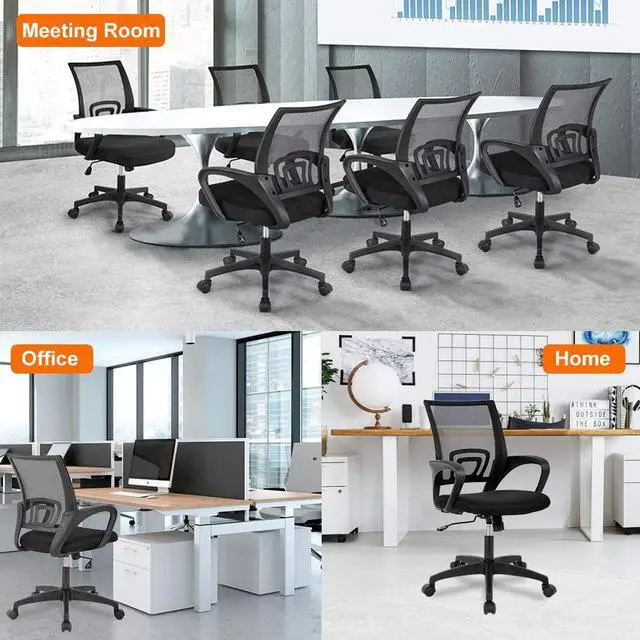 Alt view image 7 of 7 - Home Office Chair Ergonomic Desk Chair Mesh Computer Chair with Lumbar Support Armrest Executive Rolling Swivel Adjustable Mid Back Task Chair for Women Adults, Black