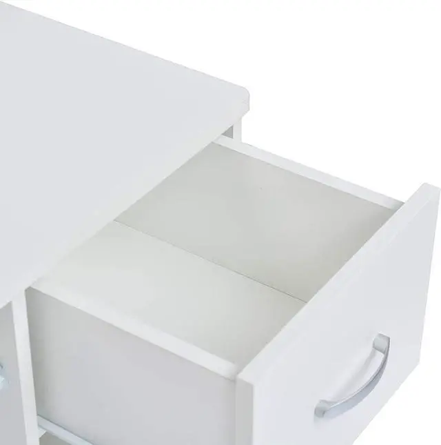 Alt view image 3 of 7 - ROCKPOINT Axess White Computer Keyboard Tray and Drawer Small Home Office Bedroom, Homework and School Studying Writing Desk for Student with Storage