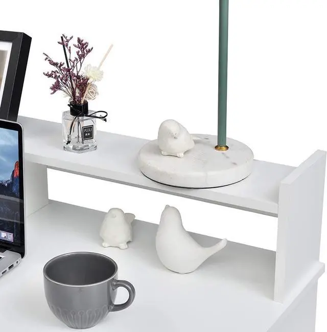 Alt view image 6 of 7 - ROCKPOINT Axess White Computer Keyboard Tray and Drawer Small Home Office Bedroom, Homework and School Studying Writing Desk for Student with Storage