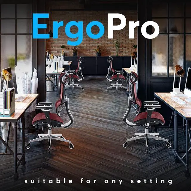 Alt view image 7 of 7 - Oline ErgoPro Ergonomic Office Chair - Rolling Desk Chair with 4D Adjustable Armrest, 3D Lumbar Support and Blade Wheels - Mesh Computer Chair, Gaming Chairs, Executive Swivel Chair (Burgundy Red)