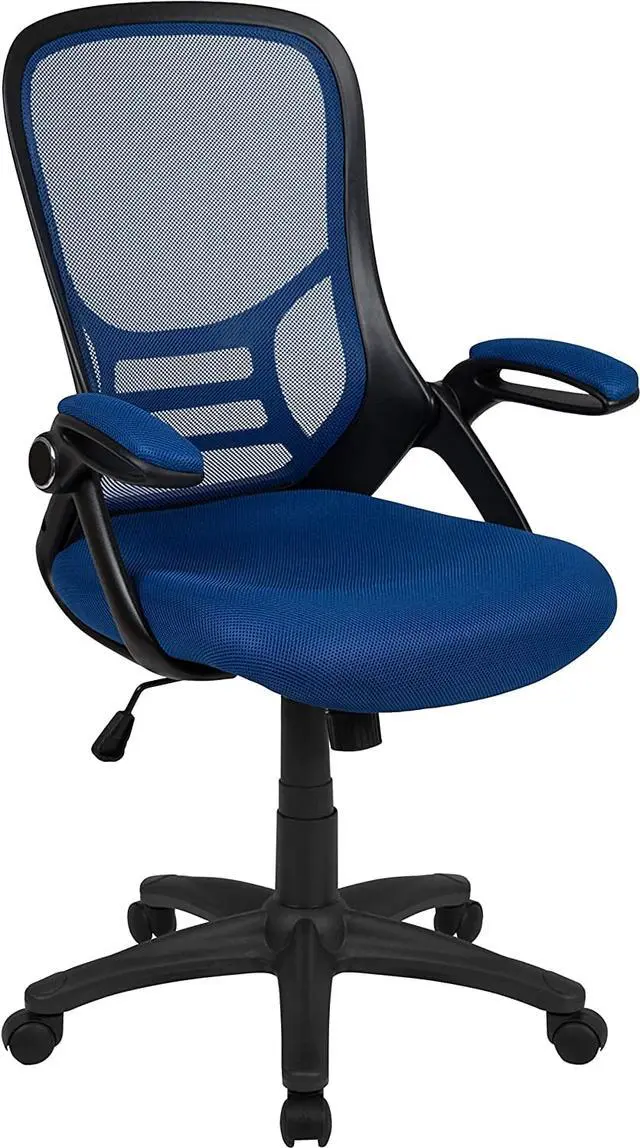 Main image of Flash Furniture Porter High-Back Swivel Office Chair with Adjustable Lumbar Support and Seat Height, Ergonomic Mesh Desk Chair with Flip-Up Armrests, Blue/Black