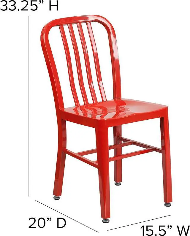 Alt view image 2 of 7 - Flash Furniture Gael Indoor/Outdoor Modern Metal Dining Chairs, Commercial-Grade Galvanized Steel Restaurant Chairs, Set of 2, Red | Indoor/Outdoor Use