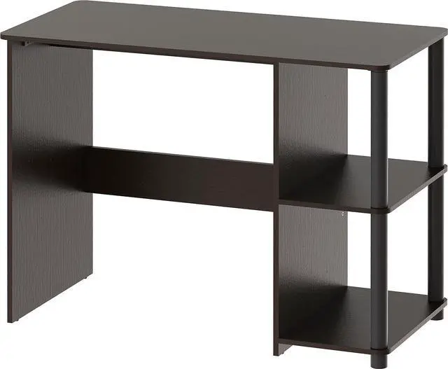 Alt view image 7 of 7 - SHW 35-Inch Home Office Cyrus Desk with Open Storage Shelves, Espresso