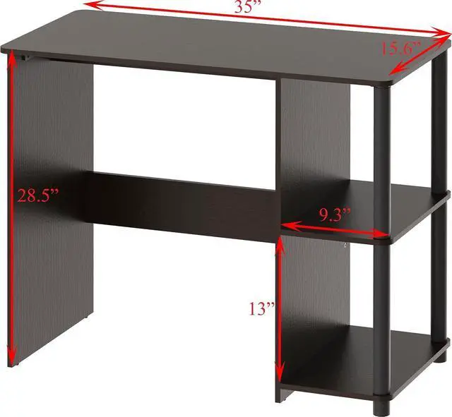 Alt view image 3 of 7 - SHW 35-Inch Home Office Cyrus Desk with Open Storage Shelves, Espresso