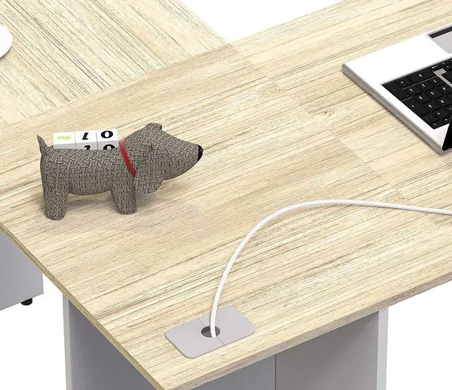 Alt view image 4 of 5 - SHW L-Shaped Home Office Corner Desk Wood Top, Oak