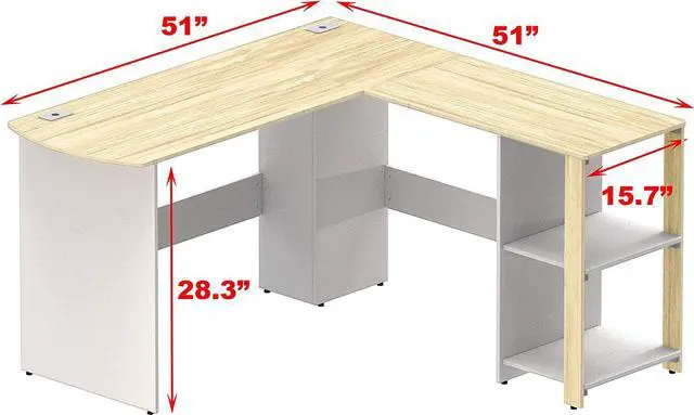 Alt view image 2 of 5 - SHW L-Shaped Home Office Corner Desk Wood Top, Oak
