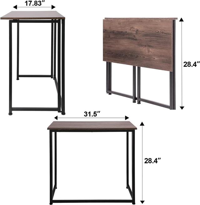 Alt view image 3 of 7 - Leopard Outdoor Products Folding Computer Desk for Small Spaces, Space-Saving Home Office Desk, Foldable Computer Table, Laptop Table, Writing Desk, Compact Study Reading Table (Dark Brown)