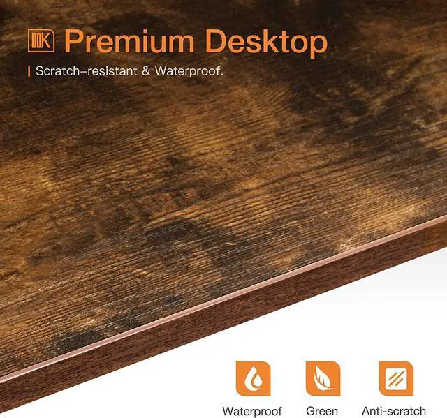 Alt view image 7 of 7 - ODK Corner Desk, Triangle Computer Desk, Small Desk Sturdy Steel Frame for Workstation with Smooth Keyboard Tray & Storage Shelves, Vintage