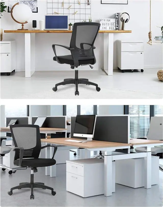 Alt view image 2 of 7 - Home Office Chair Ergonomic Desk Chair Mesh Computer Chair Lumbar Support Modern Executive Adjustable Rolling Swivel Chair Comfortable Mid Black Task Chair, Black