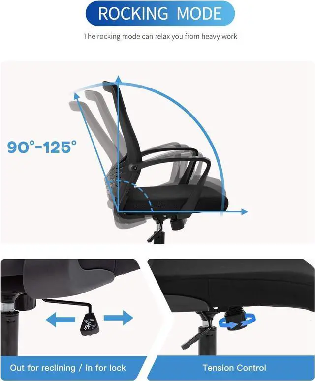 Alt view image 3 of 7 - Home Office Chair Ergonomic Desk Chair Mesh Computer Chair Lumbar Support Modern Executive Adjustable Rolling Swivel Chair Comfortable Mid Black Task Chair, Black