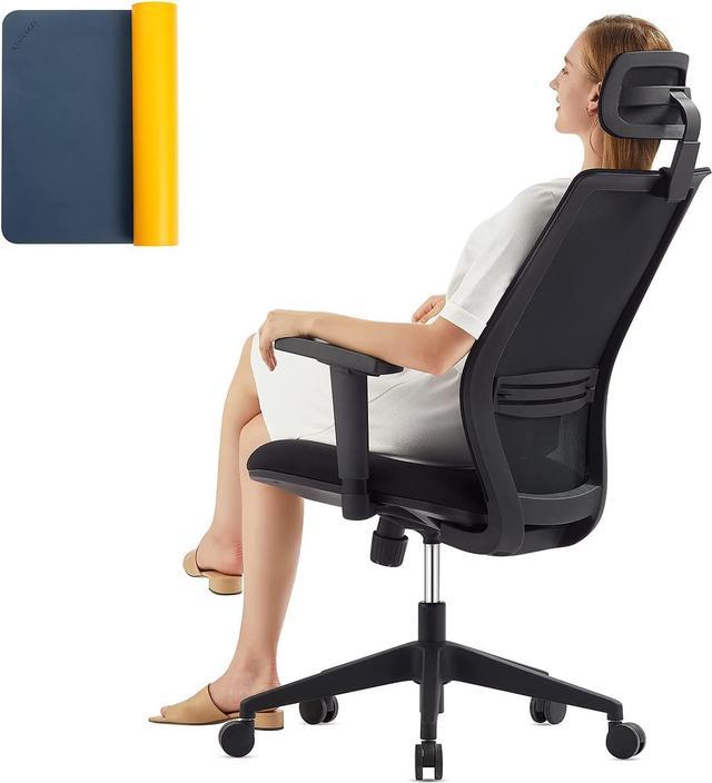 Mesh Office Chair, Ergonomic Office Chair with Adjustable Lumbar Support,  Armrest, Headrest - Tilt High Back Desk Chair with Mute Wheel for Office