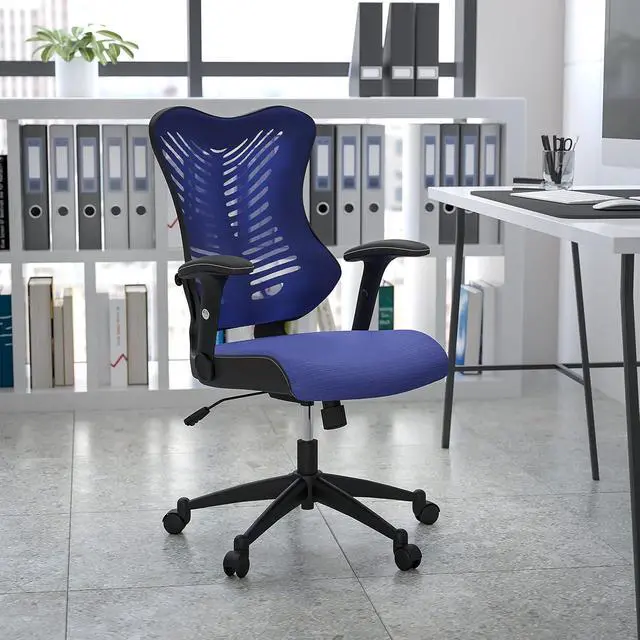 Alt view image 2 of 6 - Flash Furniture Mesh Swivel Adjustable Office Chair, Blue | Ergonomic, Adjustable Arms, High-Back, Mesh Back