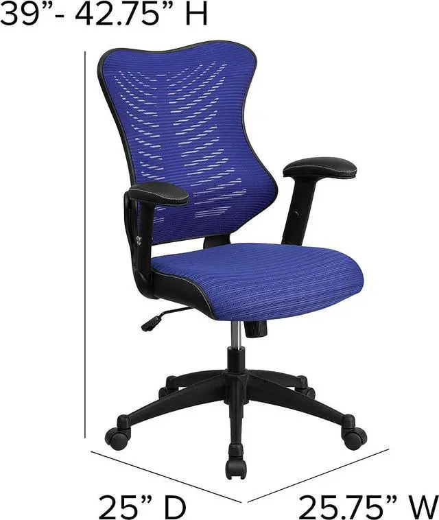 Alt view image 3 of 6 - Flash Furniture Mesh Swivel Adjustable Office Chair, Blue | Ergonomic, Adjustable Arms, High-Back, Mesh Back