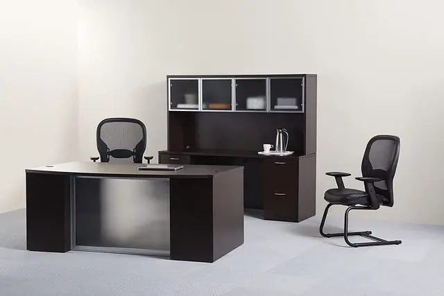 Alt view image 2 of 4 - Space Seating 24 Series Professional Breathable Mesh Back Manager's Adjustable Office Chair with Bonded Leather Seat, Black
